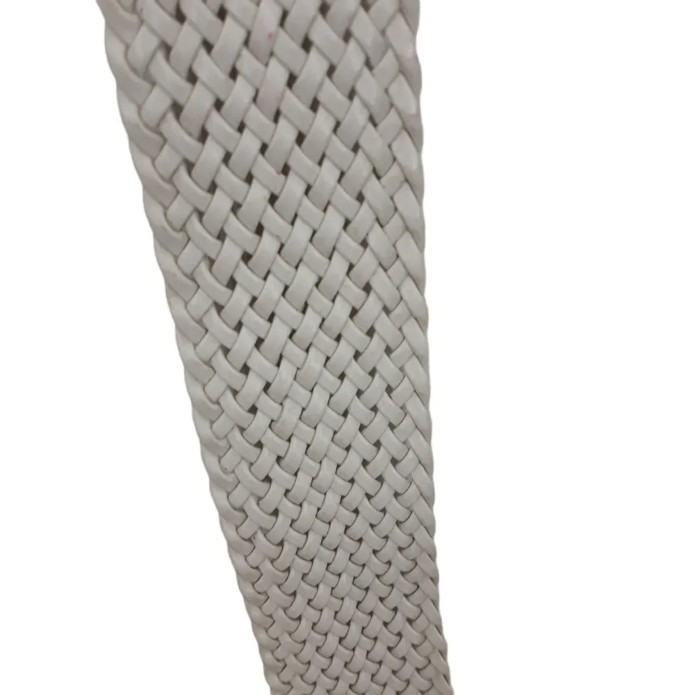 White Country‎ Braided Basket Weaved Wide O-ring Belt 2.5
